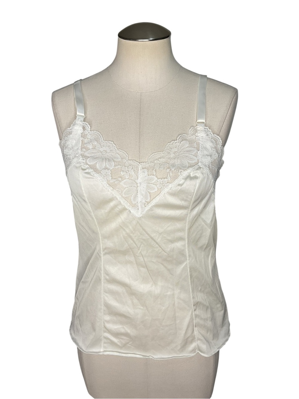 Vintage 70s Lorraine Ivory Lace Camisole 36 Coquette Bridal Lingerie USA
